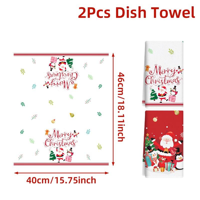 1Pc/2Pcs Christmas Kitchen Towels Merry Christmas Gfits Xmas Santa Claus Dish Towel Navidad Natal New Year 2026 Home Decoration