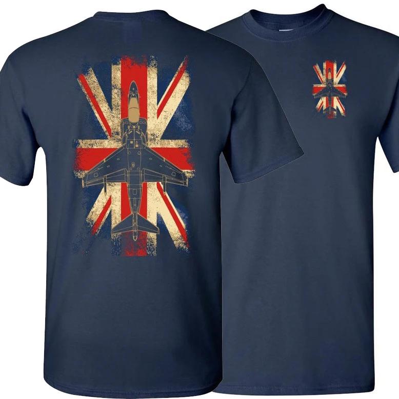 Vintage Union Jack GRMK5 AV8B Harrier Attack Aircraft TShirt Summer Cotton Short Sleeve ONeck Mens T Shirt New S3XL