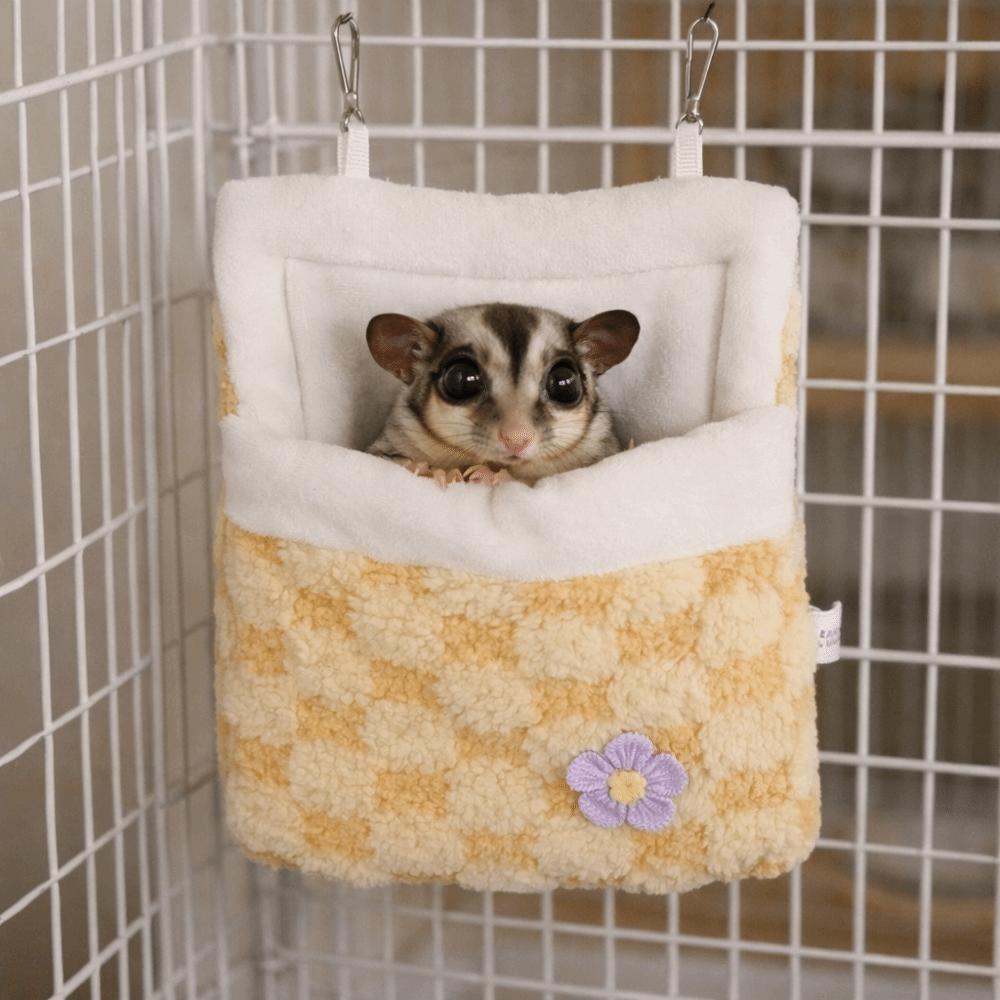 Warm Pet Swing Bag Velvet Sugar Glider Hanging Hammock Guinea Pig Bed Hamster Plush Hammock Winter