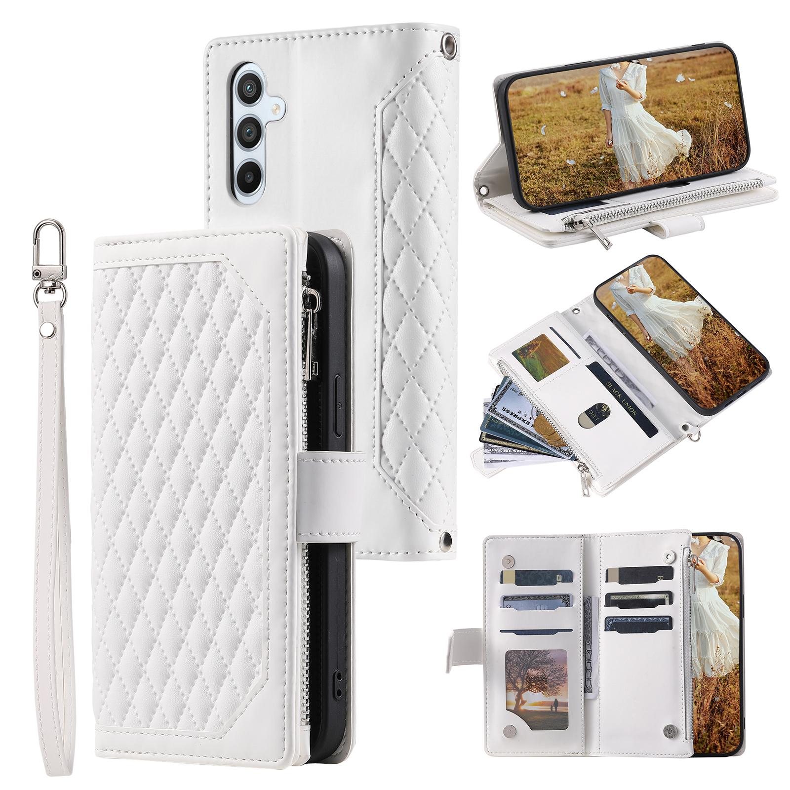 

Style 005 For Samsung Galaxy A26 5G Wallet Case Rhombus Stitching Line PU Leather Phone Cover White