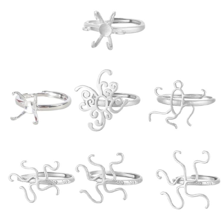 Women Opening Blank Rings Base Bracket Tray DIY Setting Jewelry Findings Making