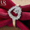 925 Sterling Silver AAA Zircon Heart-shaped Ring Fashionable Wedding Jewelry