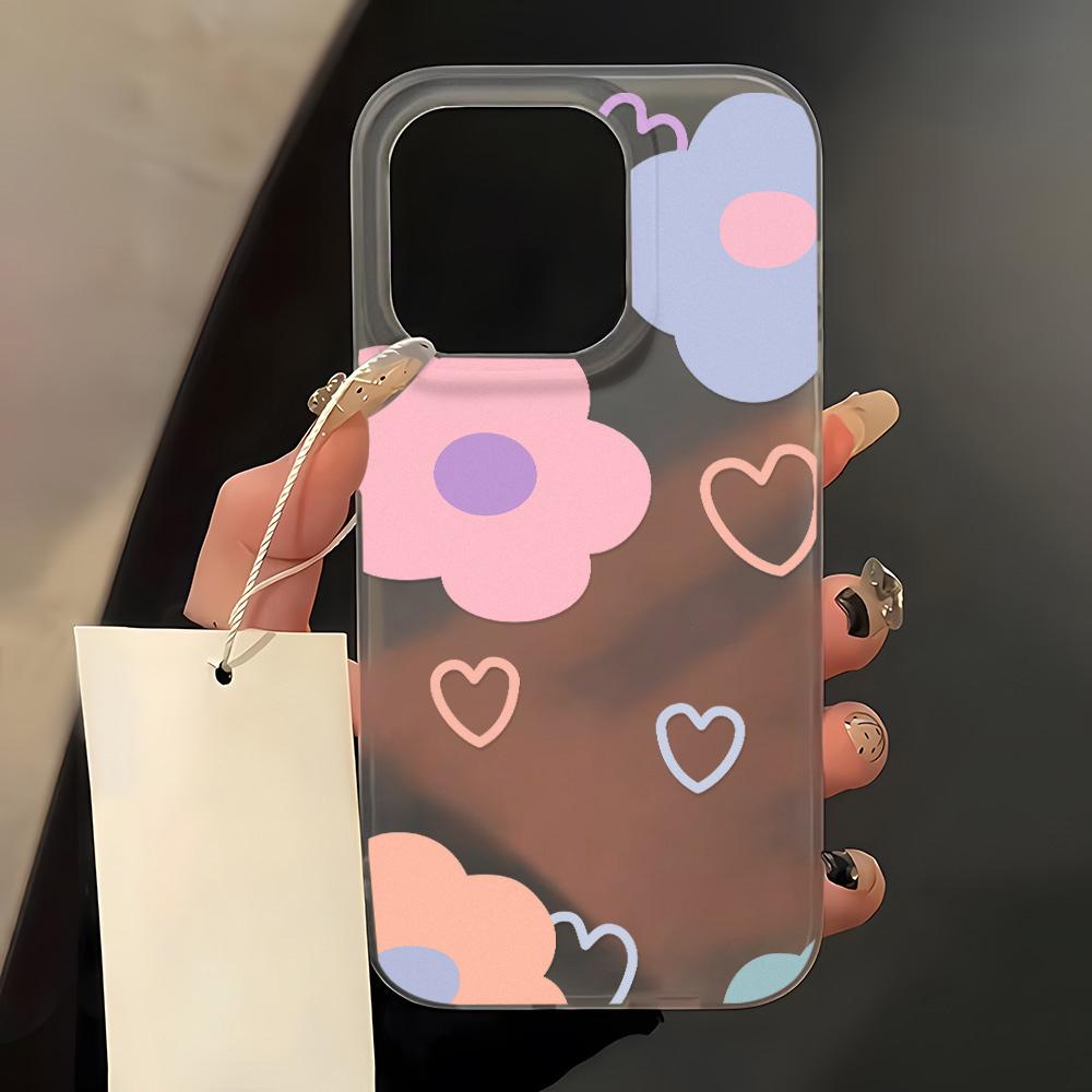 Matte Silikon Blumen Handyhülle für iPhone 16 Pro Max Funda iPhone 11 13 15 14 Plus 12 Mini 16promax 15promax Transparente Hülle