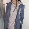 Striped Long Sleeved Casual Fashion Hooded Women's Clothing Y2k Top