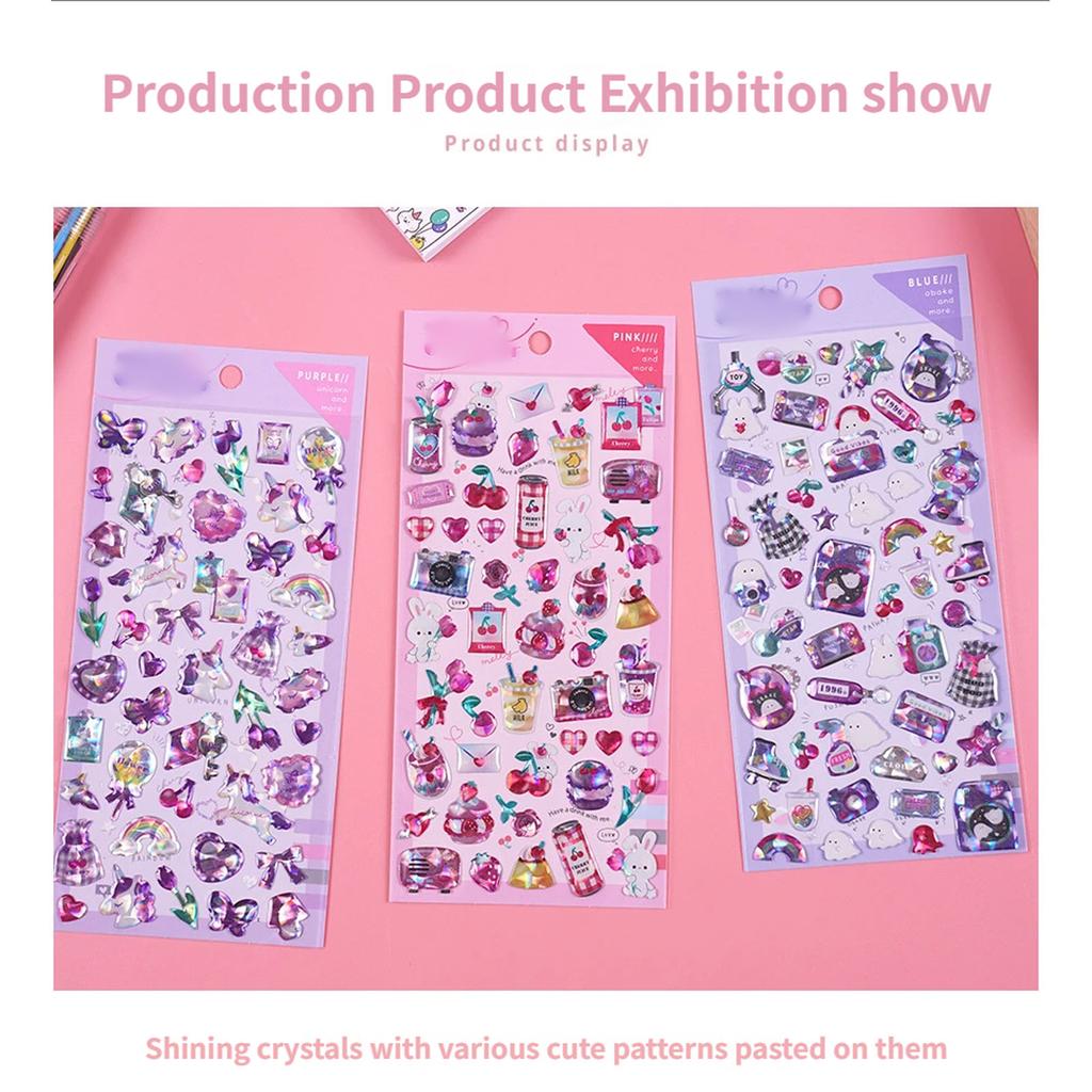 Cute 3D Sticker Cartoon Sticker Tiny Handcraft Sticker Reusable Tiny Patches for Water Bottle, Notebook, Scrapbooking