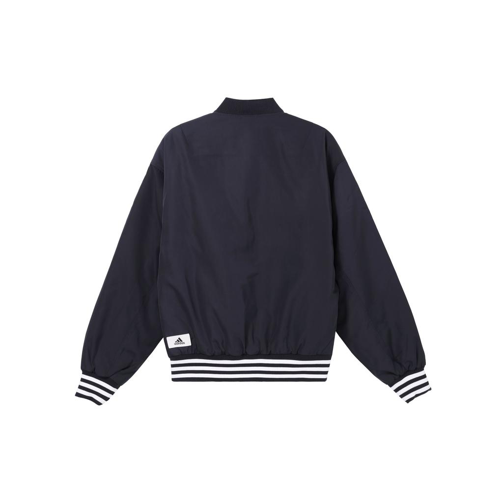 Adidas Casual Baseball Collar Striped Cotton Jacket Men Outerwear Legend-Ink-Blue White IZ1602