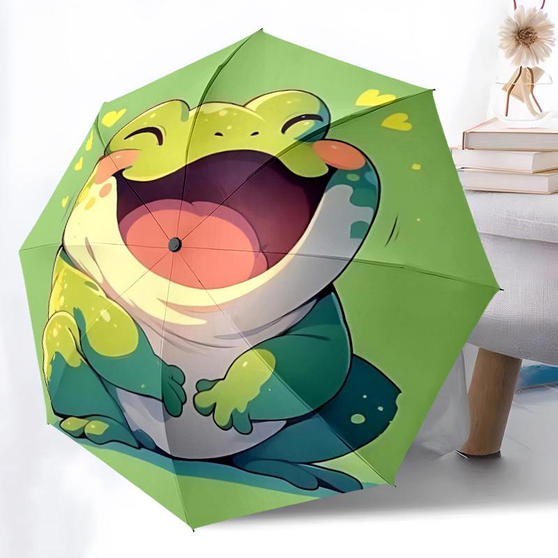 1pc Froggy Laughter Automatic Open/Close Umbrella, Portable Folding Umbrella for Travel, Themed Events008