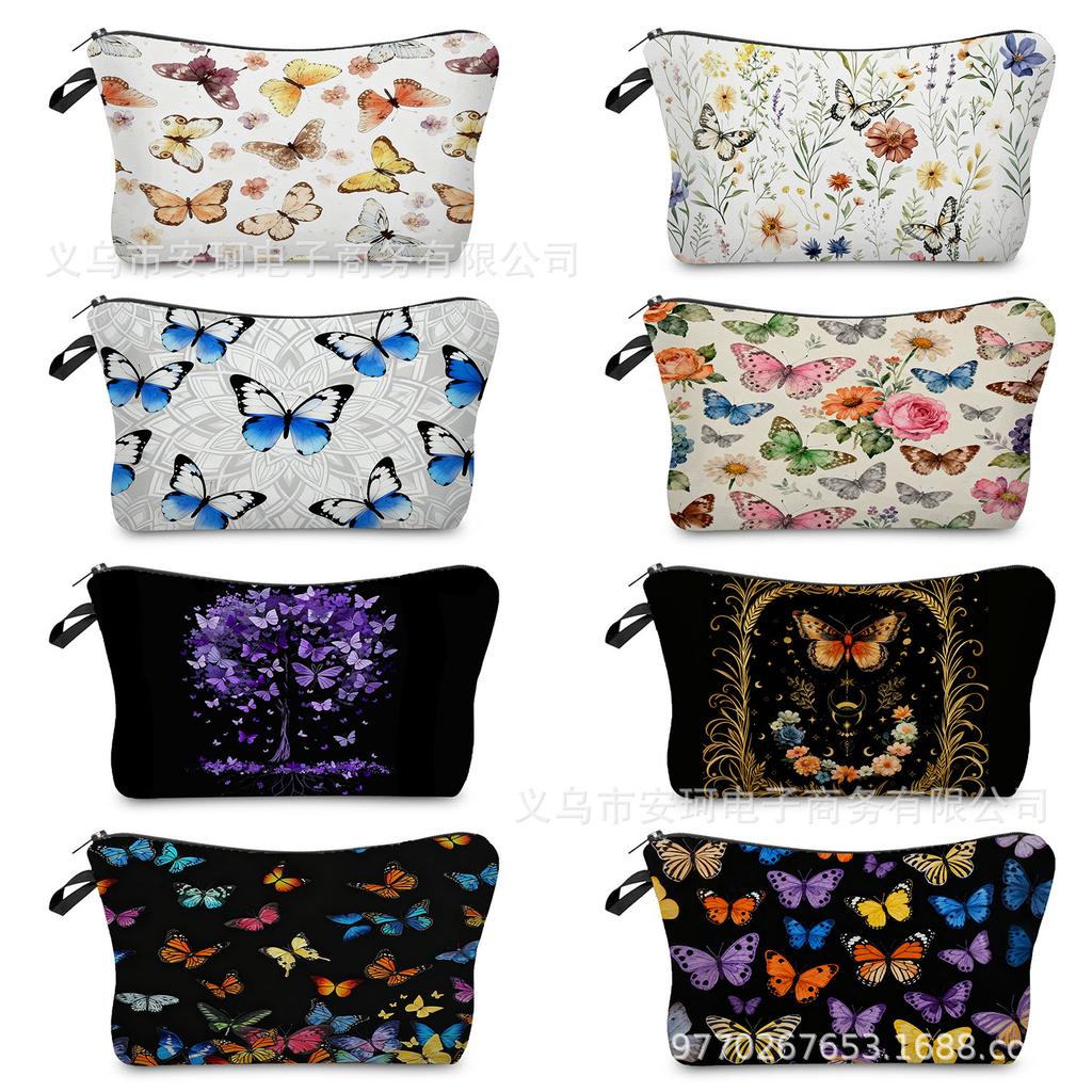 Butterfly Printing Makeup Bag, Nail Polish Storage Bag, Washable Toilet Bag for Daily Travel