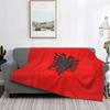 Albania Flag Plaid Blanket Velvet Spring/Autumn Logo Red Portable Super Warm Throw Blanket for Sofa Bedroom Bedding Throws