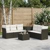 Sofa Set 8 Pieces Black and Cream White Poly Rattan and Steel