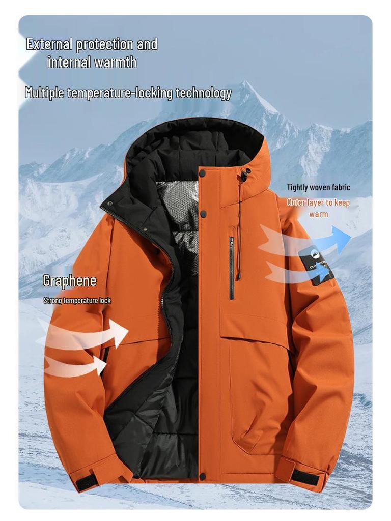 Men's Winter Hooded Graphene-Enhanced Cotton Jacket: Ski Suit and Cold-Protection Coat