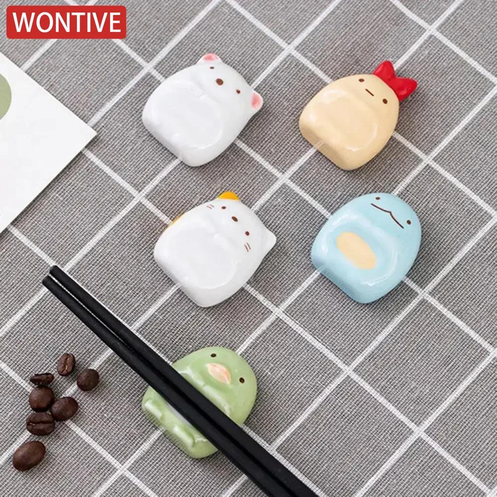 Cute Ceramic Chopstick Holder Creative Shape Adorable Appearance Porcelain- Cartoon Cat Bear Chopstick Kawai Tableware Holder