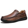 Men's Spring Hand-stitched Slip-on Leather Driving Shoes - Flexible Soft Sole, Large Size Casual Style