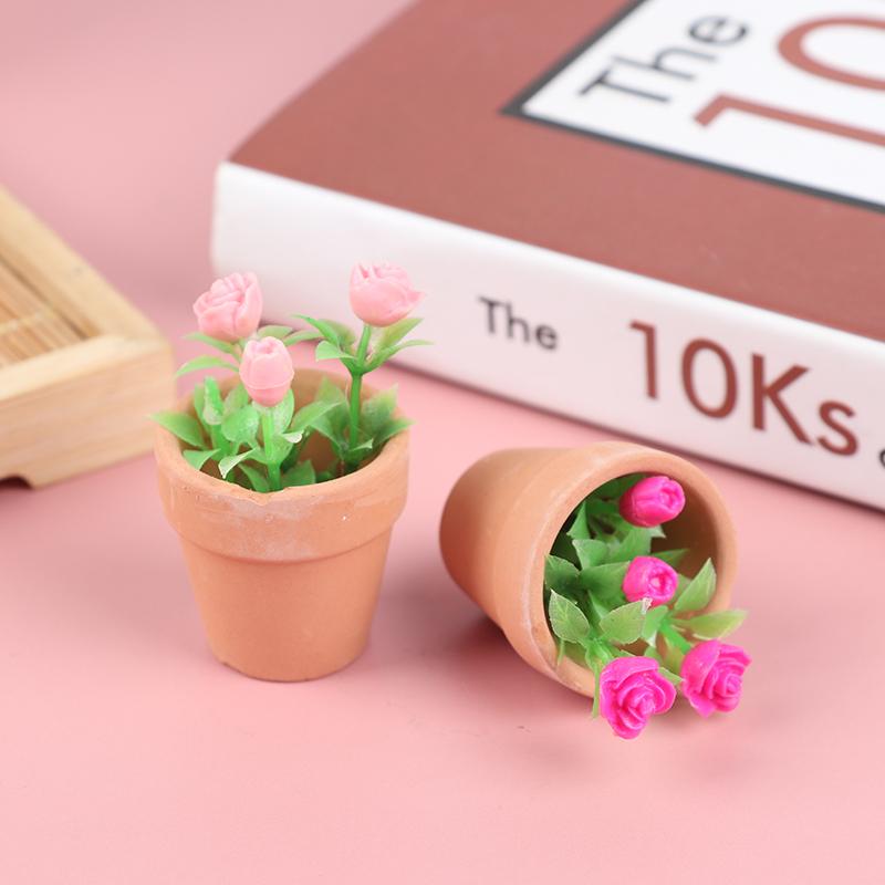 1 bucată plantă în ghiveci cu trandafiri în miniatură pentru casă de păpuși
