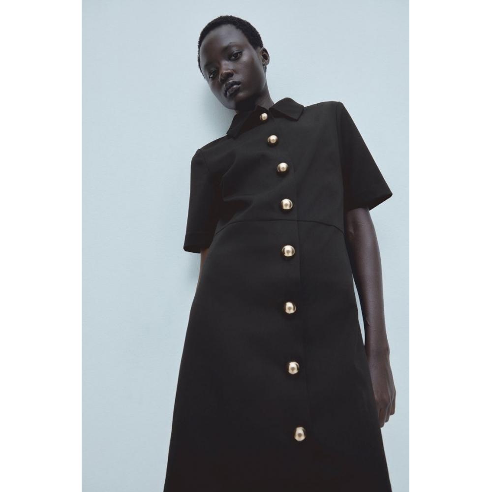 

Платье-рубашка HM Twill черного цвета