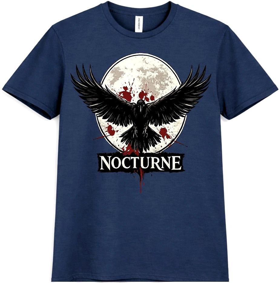 Gothic Raven T-Shirt Crow Full Moon Horror Bird Tattoo Style Gift Graphic Tee L