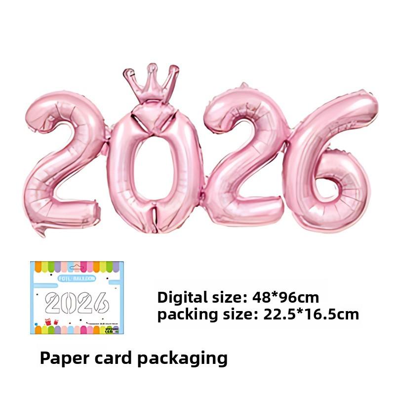 Baloane folie 2026 în formă de coroană aurie strălucitoare pentru petrecerea de Revelion