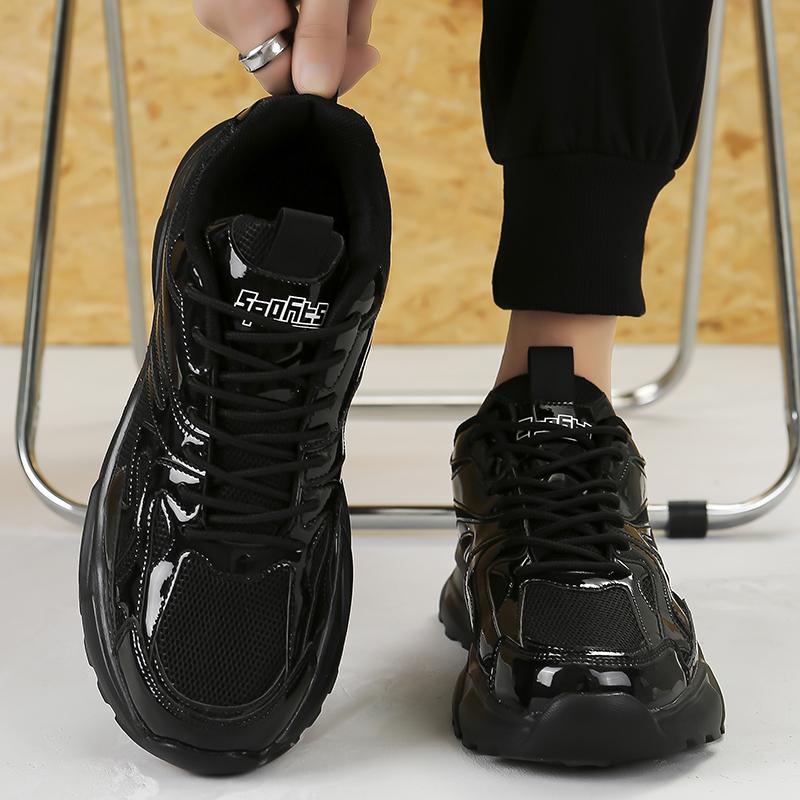 Men Gold Sports Shoes Sneakers Students Hip-hop Black Shoes High Top Basketball Shoes Plus Size