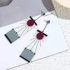 925 Sterling Silver Tanjiro Earrings,anime Demon Slayer Cosplay Tanjiro Black Earrings Ear Clip Kimetsu No Yaiba Hanafuda Halloween Compatible Men Wom