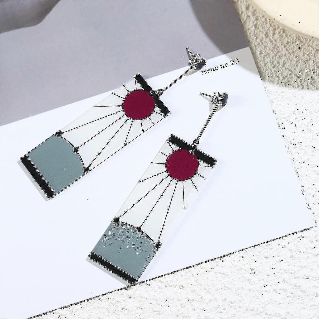 925 Sterling Silver Tanjiro Earrings,anime Demon Slayer Cosplay Tanjiro Black Earrings Ear Clip Kimetsu No Yaiba Hanafuda Halloween Compatible Men Wom