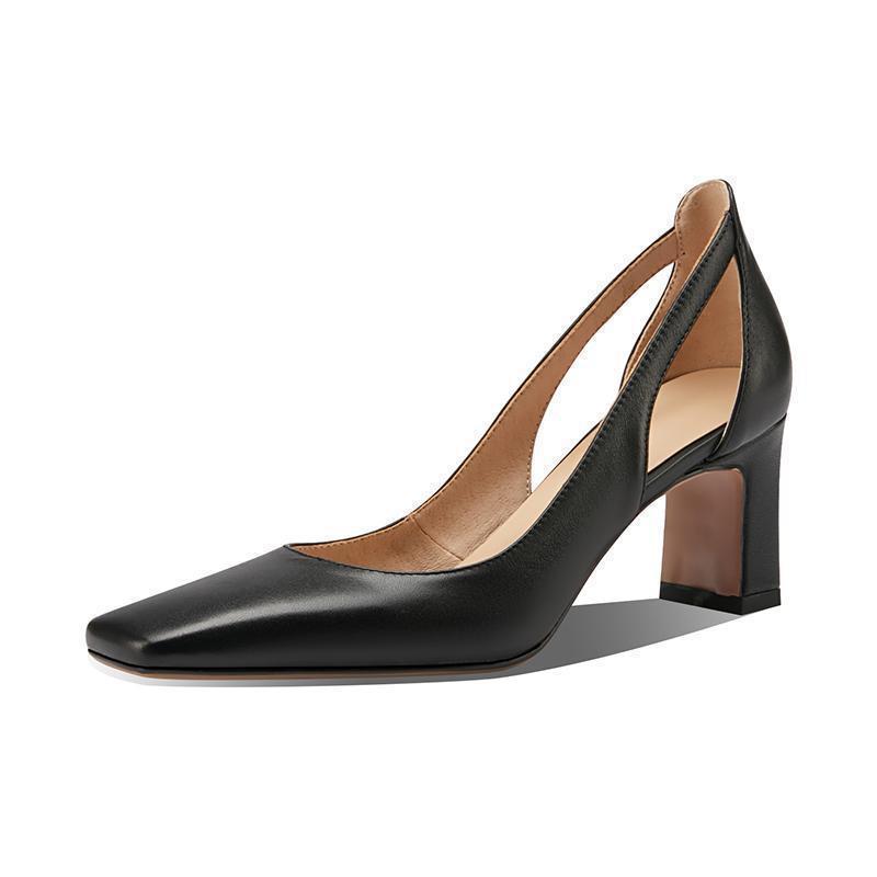 Frühling 2025 neue Mode Pendlerschuhe dicke Absätze Damenschuhe hohler eckiger Kopf Retro Fee hohe Absätze