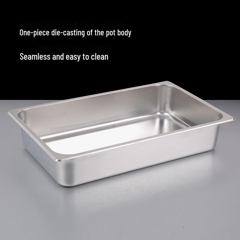 FATTBAO Stainless Steel Buffet Food Display Pan with Transparent Double Flip Cover