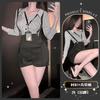 Sex underwear large size sweet and spicy pure desire temperament royal sister style striped shirt top high waist strap shorts women