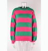 Plus Size Women Striped Spliced Round Neck Pullover Sweater Loose Lazy Autumn Wear