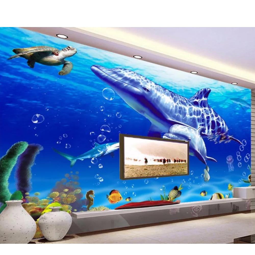 Landscape Sea Whales Wall Papers Home Decor Painting 3d Wall Murals Wallpaper