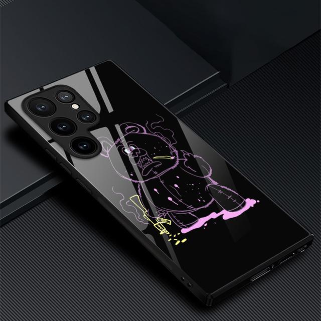 

Чехол для телефона Samsung Galaxy S22 Plus Ultra, стеклянные чехлы с изображением медведя из мультфильма для Galaxy S20 Fe S21ultra S23plus S21fe, черный чехол из ТПУ For Samsung S20 5G