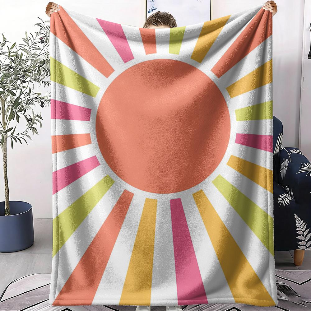 Abstract Sunny Throw Soft Flannel AC Blanket Lightweight Summer Nap Throw Cozy Blanket for Sofa Bed Travel Home