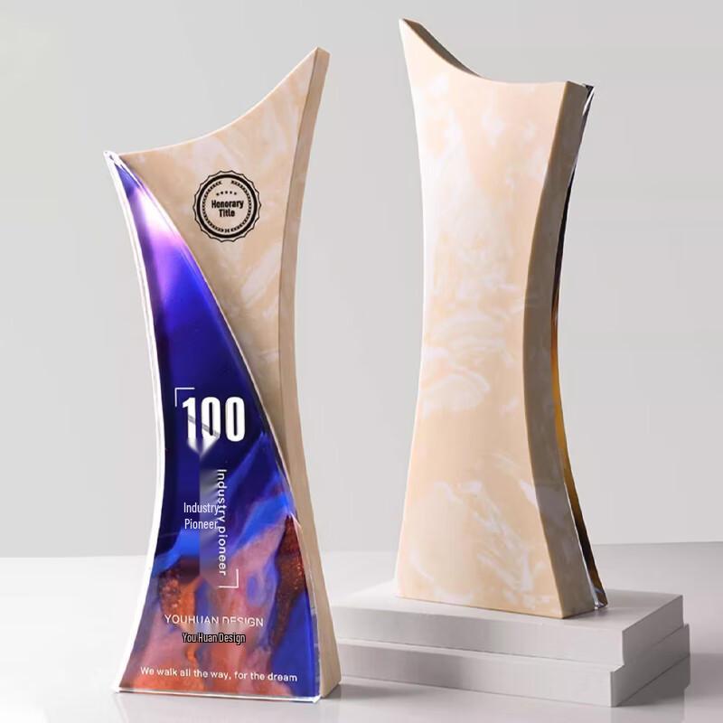 Custom Engravable Crystal & Marble Trophy