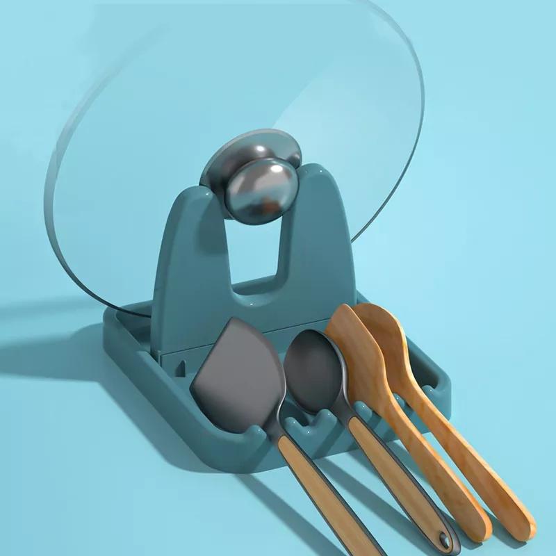 1PCS Foldable Pot Lid Rack Plastic Spoon Holder Stand Multifun Organizer Storage Pad Kitchen Storage Shelf Cookware