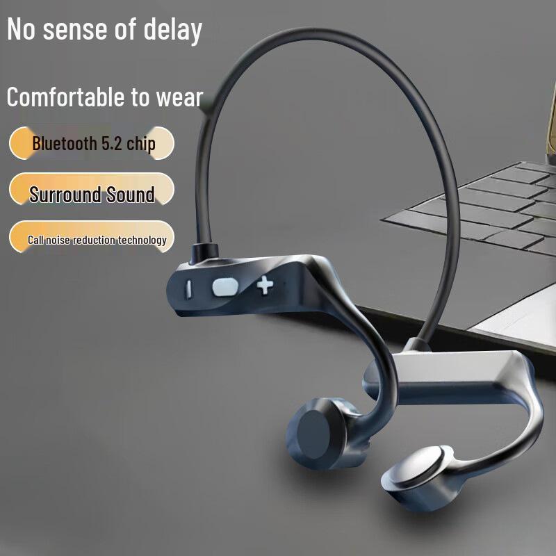 KS69 Unisex Wireless Over-Ear Bone Conduction Earphones - Long Battery Life, High Sound Quality