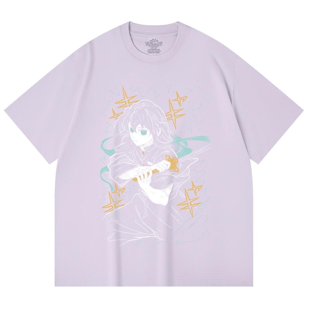 230 g/m² 100% Baumwolle Demon Slayer V46 Tokito Aufdruck Unisex Schweres Baumwoll-T-Shirt