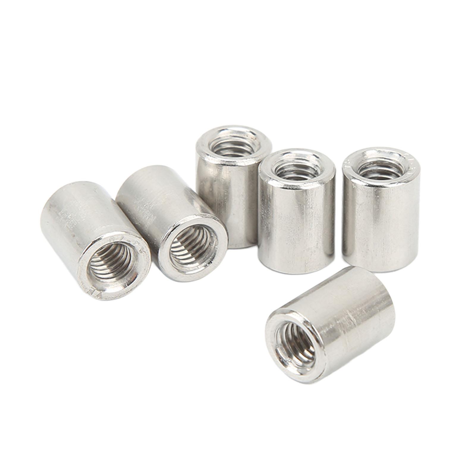 

50Pcs Coupling Nut Round Rod Connector Female Thread 304 Stainless Steel M6x1.0 10 L13mm