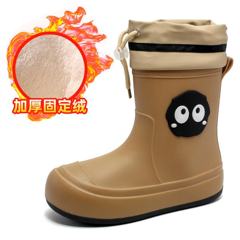 Rain shoes women's new cartoon rain boots adult medium tube water boots wear non-slip student water shoes thermal rubber shoes