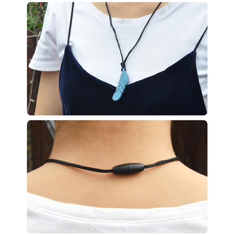 Nursing Feather Pendant Baby Teether Silicone Soother Chew Toy Teething Necklace