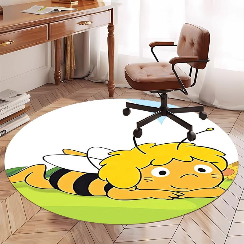 Maya the Bee Printed Round Rug Carpet Chair Rug Area Rug Entryway Doormats,for Office Chair Living Room Bedroom Kitchen Room.