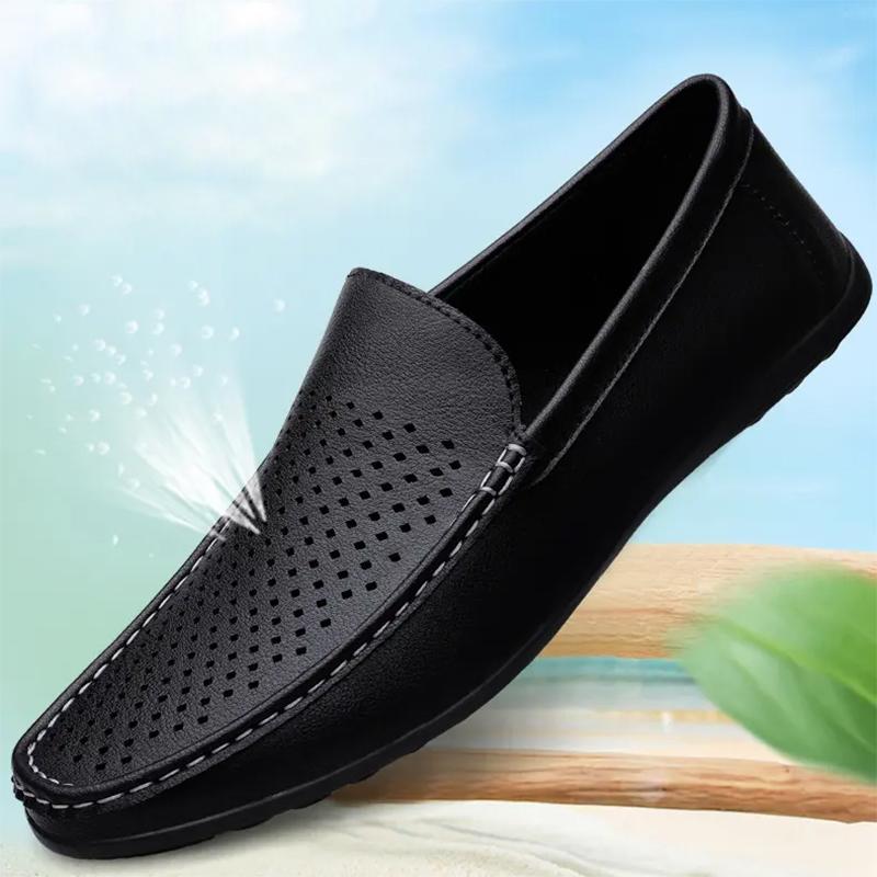 Fashion Leather Men Loafers Shoes Luxury Brand Rubber Casual Men Shoes Slip on Breathable Flats Driving Shoes Mens Big Size 46 47