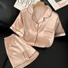 Summer Pink Sweet And Cute Wind Ice Silk Short-Sleeved Pajamas Women'S Loungewear Can Be Worn Outside