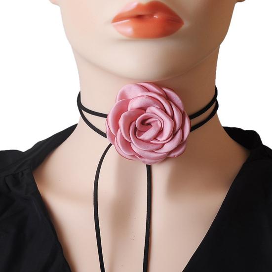 Retro Flower Dam Choker Halsband Elegant spetskrage för fester Dagligt slitage Handgjorda 3d Rose Dekor Justerbar Bekväm passform