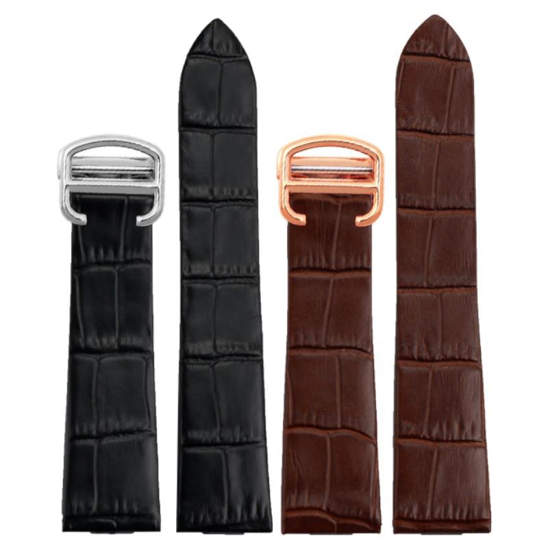 18mm Uhrenarmband 21mm für Car-tier Uhr W2006951 WH100751 Sandoz Santos Mechanisches Rindsleder mit Stahl-Kopf-Endglied Genarbtes Armband