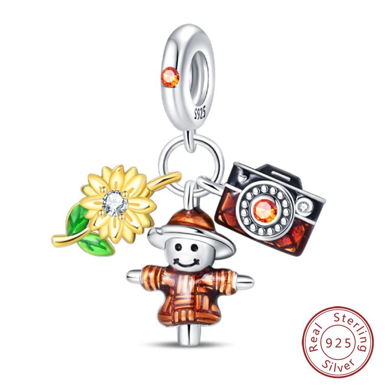 100% Copper Autumn Harvest Series Brown Music Squirrel Scarecrow Pumpkin Maple Leaves Charms Beads Diy Jewelry Gift