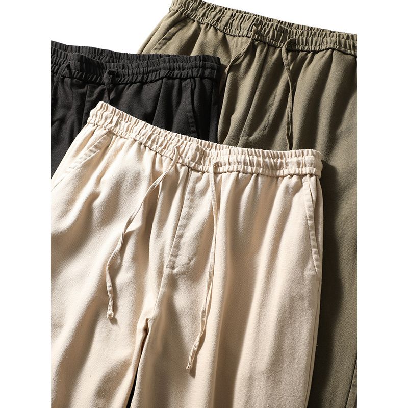 Linen Pants Men's Summer Straight-leg Thin Cotton Linen Pants Export Export to Domestic Sales Men Casual Pants Loose Men's Pants