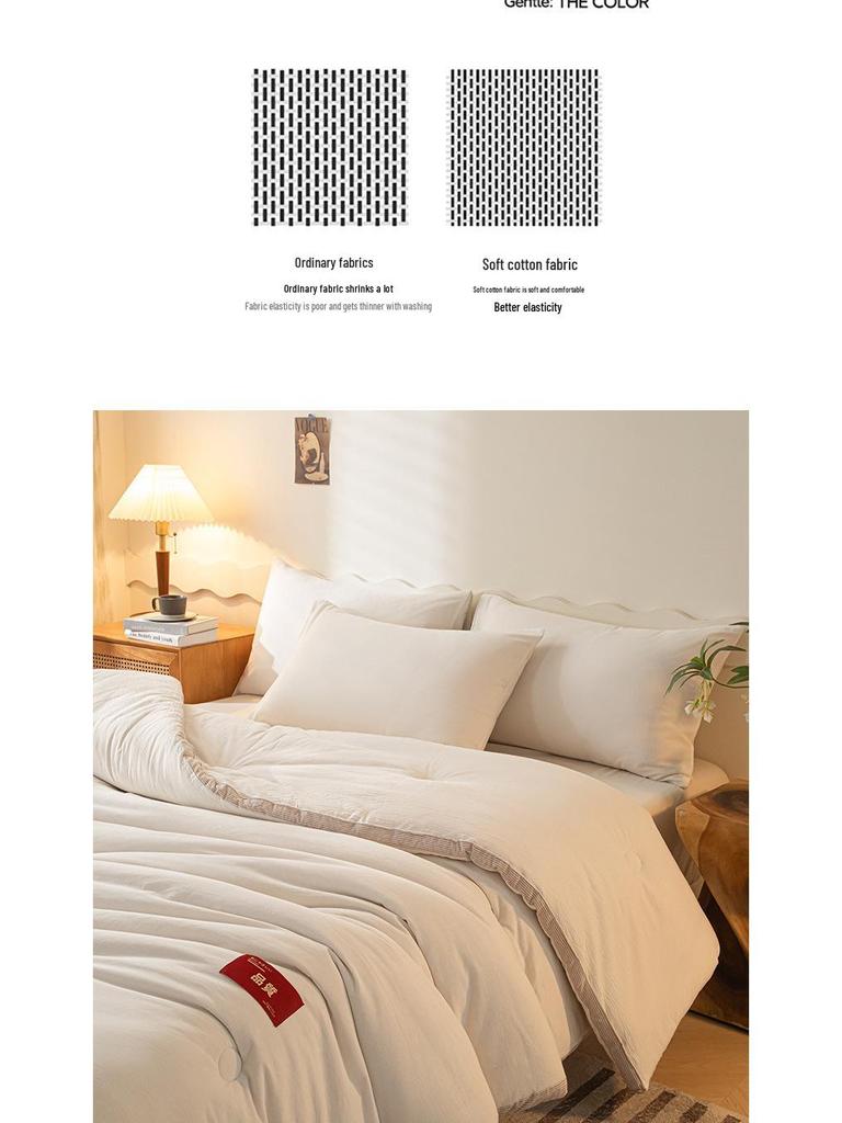 2023 Premium Washed Cotton Soybean Embroidered Thick Autumn/Winter Quilt for Single/Double Beds