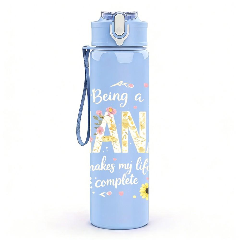 1PC Soft Pastel Daisy Floral Print 750ml Color Plastic Sports Water Bottle Leakproof Flip Straw Lid Suitable for Sports Office Home Use