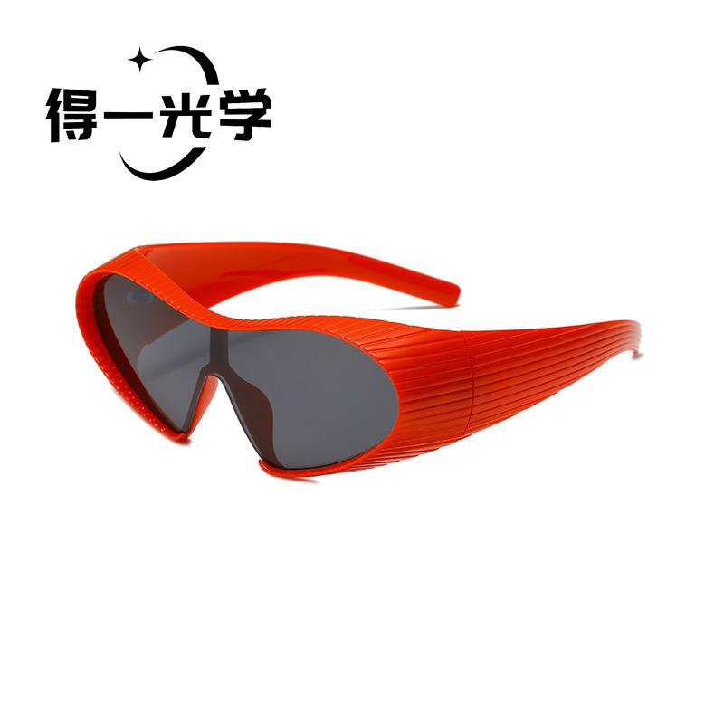 European and American fashion future technology wind large frame special-shaped one-piece sunglasses Spice girl personalized retro concave sunglasses