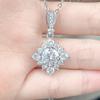 6.5mm Ornate Sunflower Halo Moissanite Pendant Necklace S925 Sterling Silver For Women