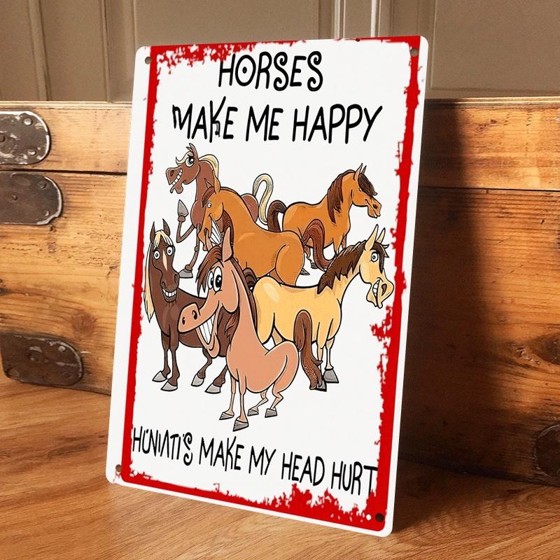 

1 piece of fun cartoon horse pattern tin plaque, home wall decoration, humorous text animal-themed hanging ornament, interior de (as the picture,20x30cm)